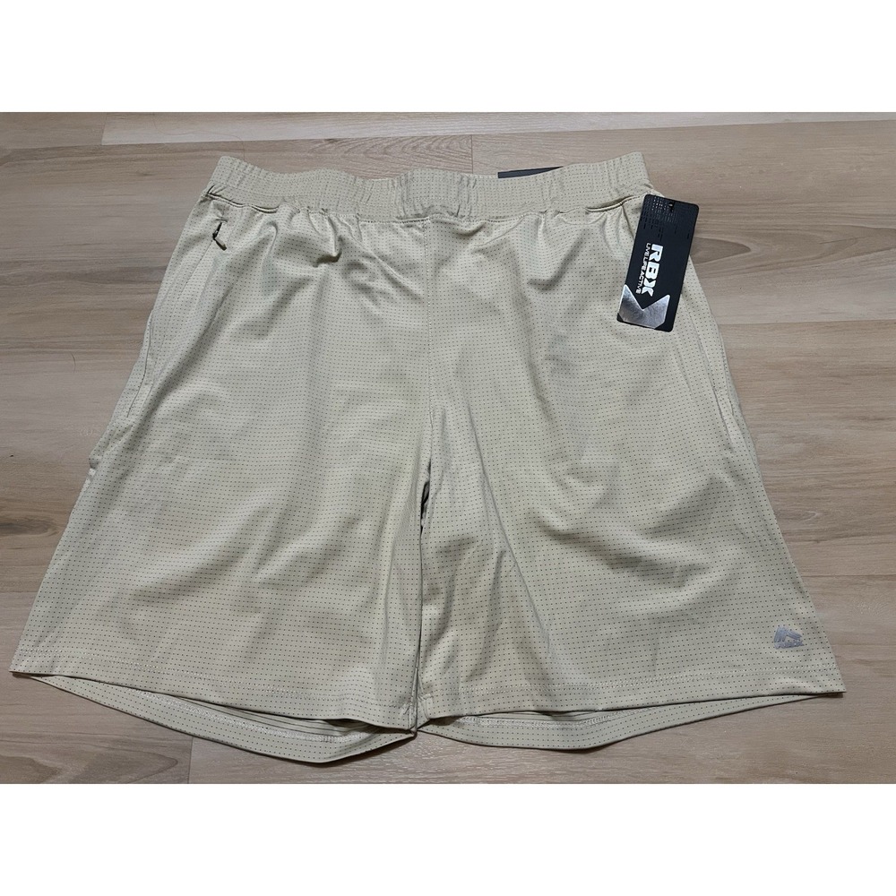 NWT RBX Men Running Shorts‎ Tan Size Large Breathable Lightweight
